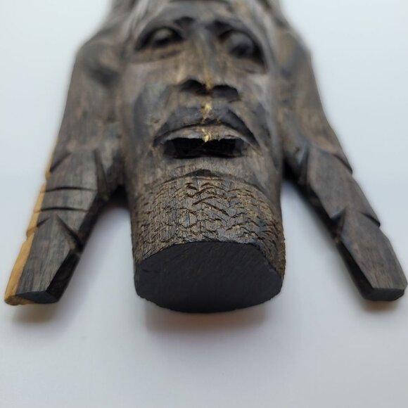 African Wood Carving Totem Handmade Faces Hanging Tribal Ethnic - Picture 5 of 12